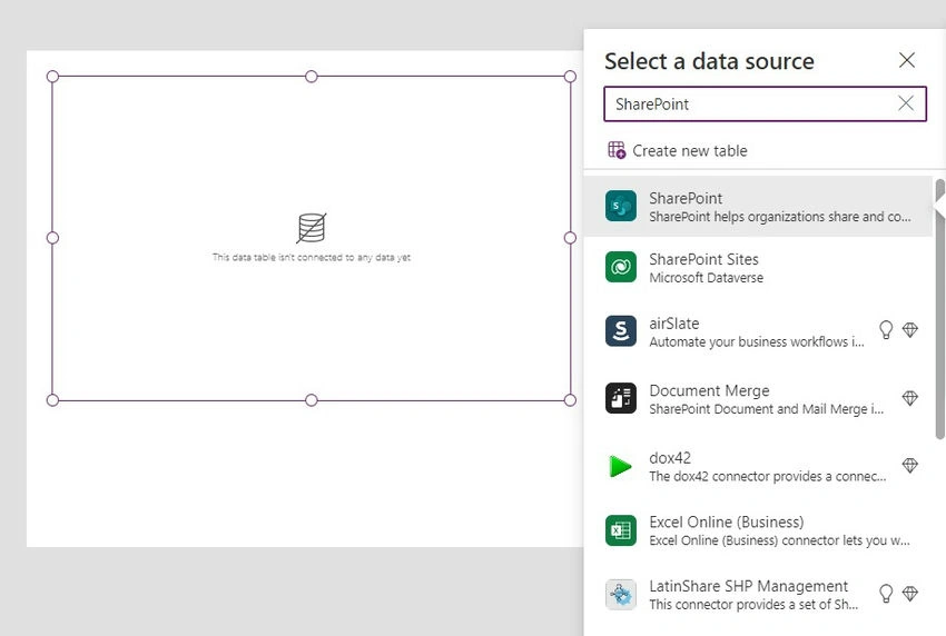 Insert Data Table Control