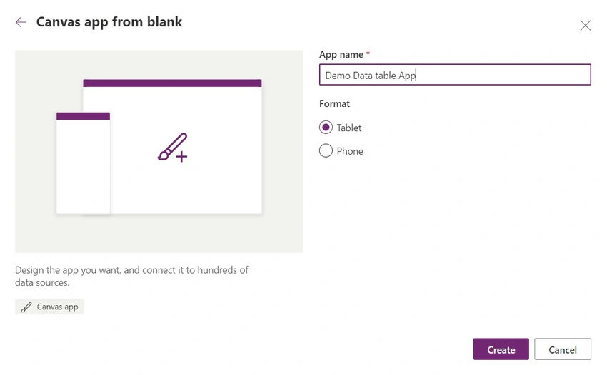 Select Blank Canvas App