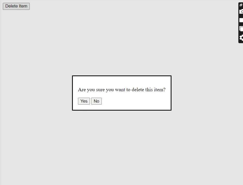 Pop-up delete item