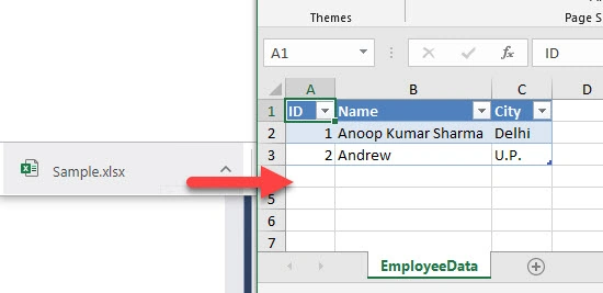 WriteDataToExcel