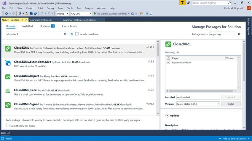 Manage Nuget Packages