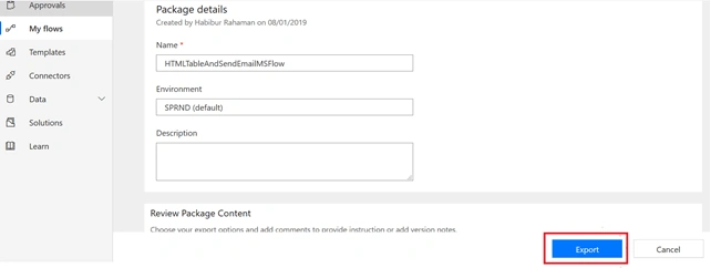 Export And Import Process In Microsoft Flow