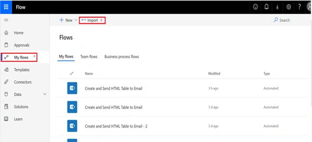 Export And Import Process In Microsoft Flow