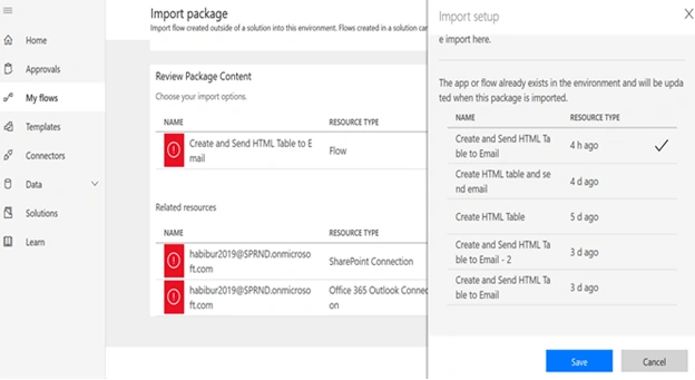 Export And Import Process In Microsoft Flow