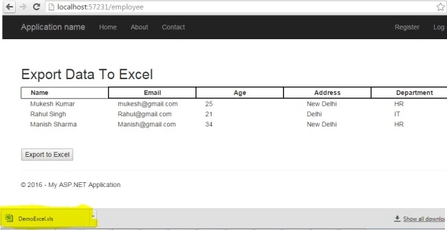Export to Excel