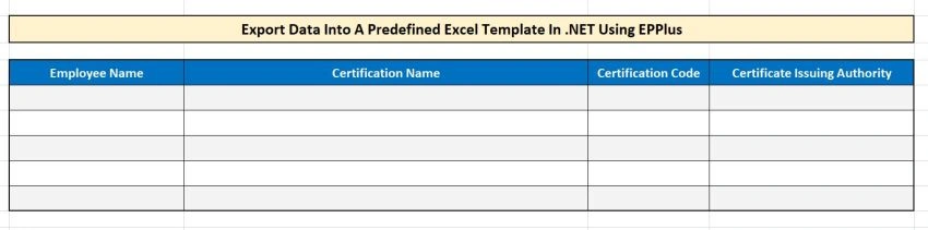 Export Data Into A Predefined Excel Template In dotNET Using EPPlus
