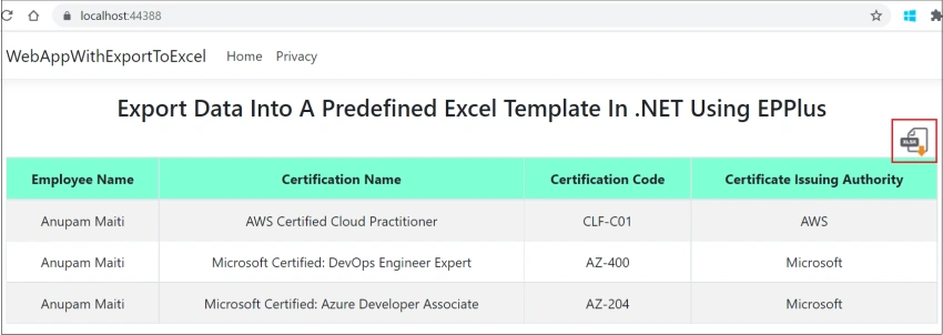 Export Data Into A Predefined Excel Template In dotNET Using EPPlus
