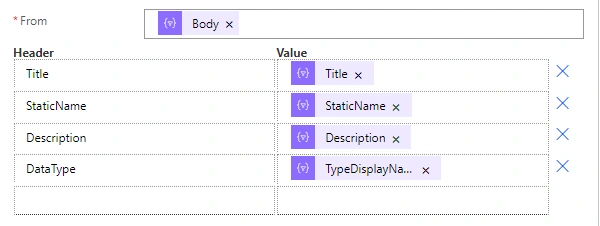 Export Sharepoint List metadata using Power Automate