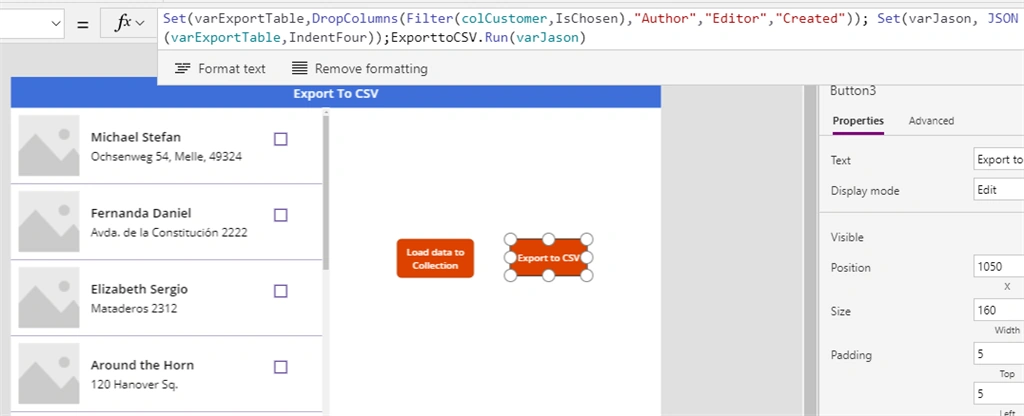 Export To CSV In PowerApps Using Power Automate
