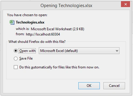 Dialog for Excel