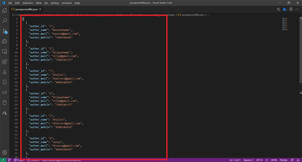 Exporting The SQL Data From Azure Cloud