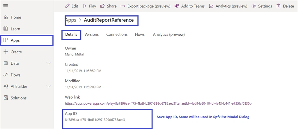 Extend SharePoint Framework Solution With Microsoft Power Apps
