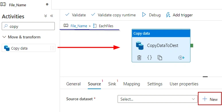 Extract file names and copy from source path in Azure Data Factory