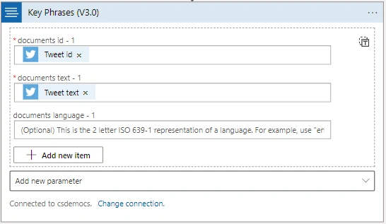 Extract the Key phrases from the specific tweet and store it in blob storage Using Azure Logic App
