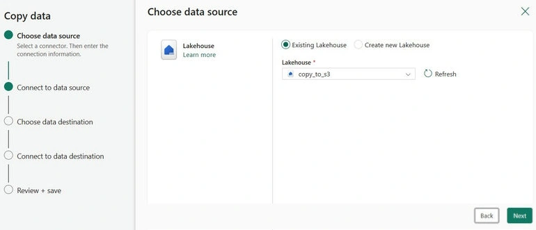Lakehouse is selected