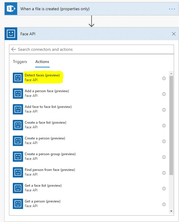 Face API Using MS Flow