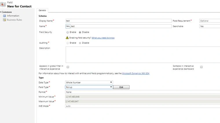 Fields And Data Type In Dynamics CRM