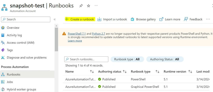 Create a Runbook