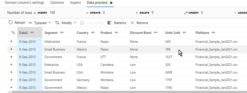 Filter real-time error rows from CSV to SQL Database Table in Azure Data Factory
