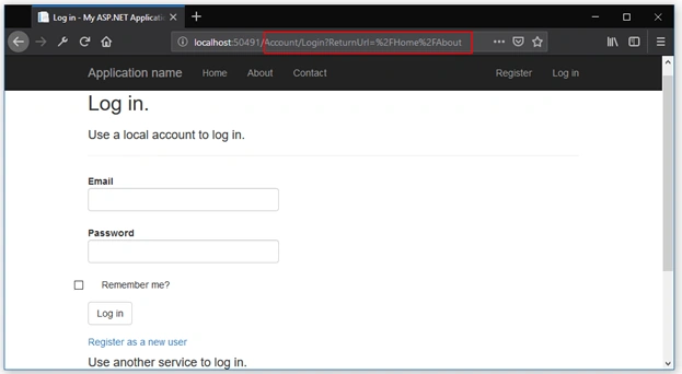 MVC log in page