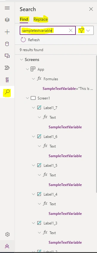 PowerApps studio screen