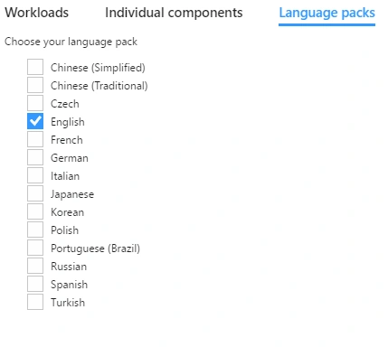 VS2017 language