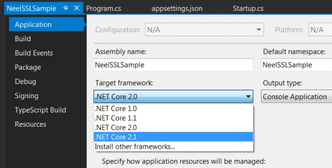 Application tab