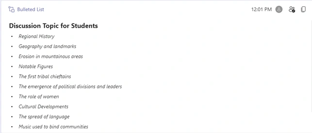bulleted List component