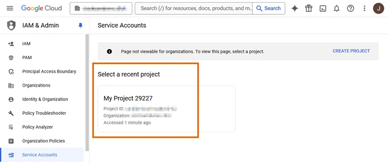 Locate Disable Service Account Key Creation