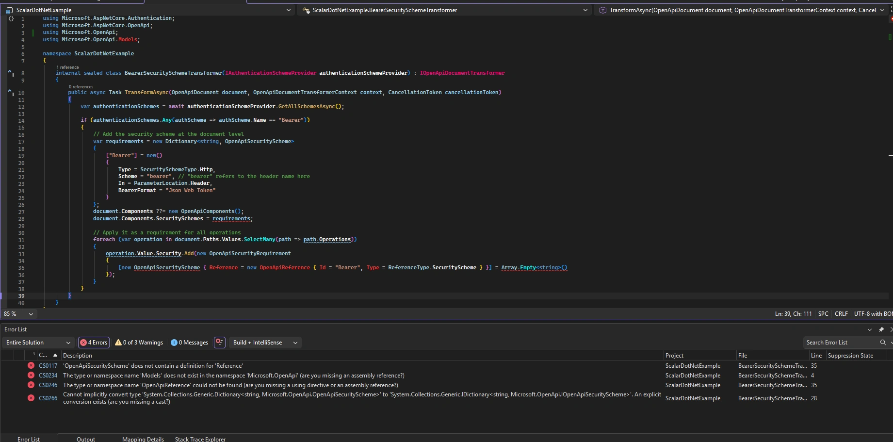 scalar error with .net 10