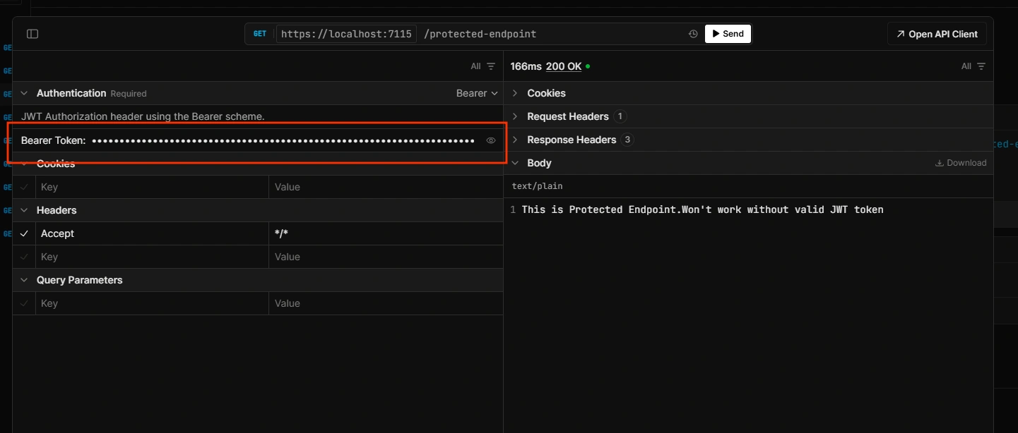 token in individual endpoints