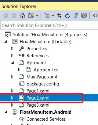 Float Menu Item Working Navigation In Android And UWP Using Xamarin.Forms