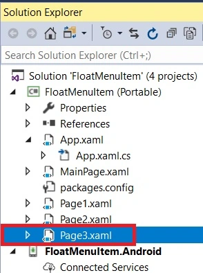 Float Menu Item Working Navigation In Android And UWP Using Xamarin.Forms