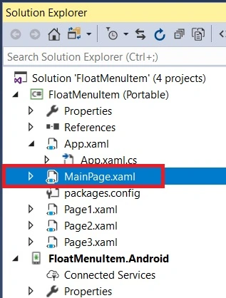 Float Menu Item Working Navigation In Android And UWP Using Xamarin.Forms