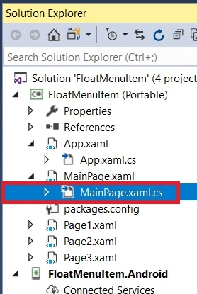 Float Menu Item Working Navigation In Android And UWP Using Xamarin.Forms