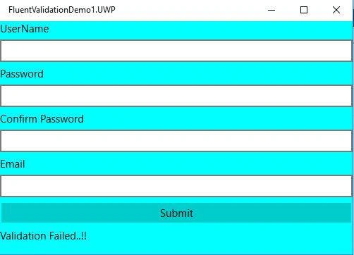Fluent validation with MVVM