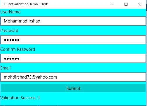 Fluent validation with MVVM