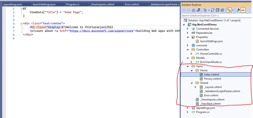 Folder Structure Of ASP.NET Core MVC 6.0 Project