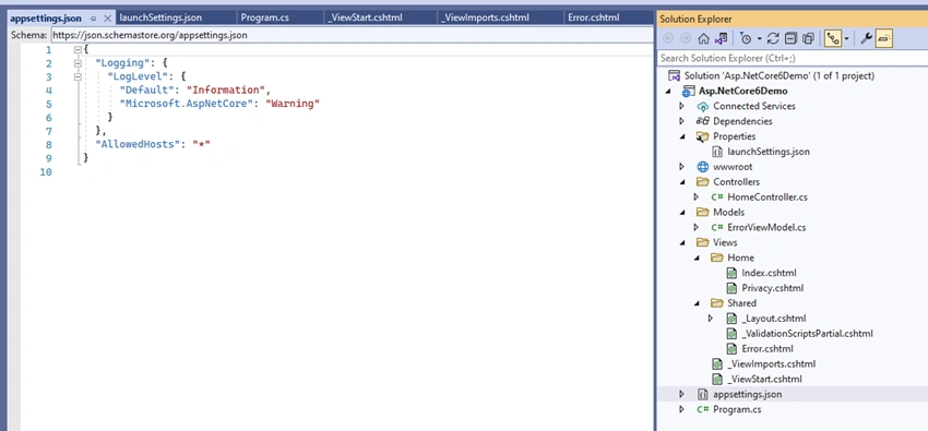 Folder Structure Of ASP.NET Core MVC 6.0 Project
