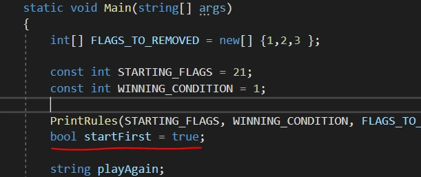 21 Flags Game Theory Puzzle - Dynamic Solution With C#