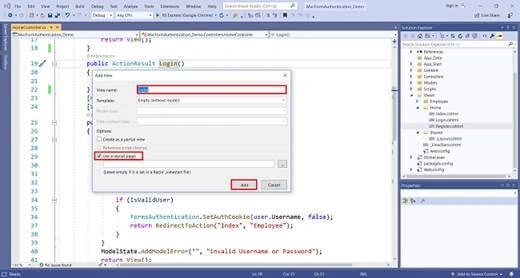 Forms Authentication In MVC