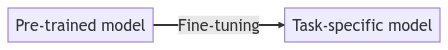 Pre-Trained Model Fine Tuned to a Task Specific Model