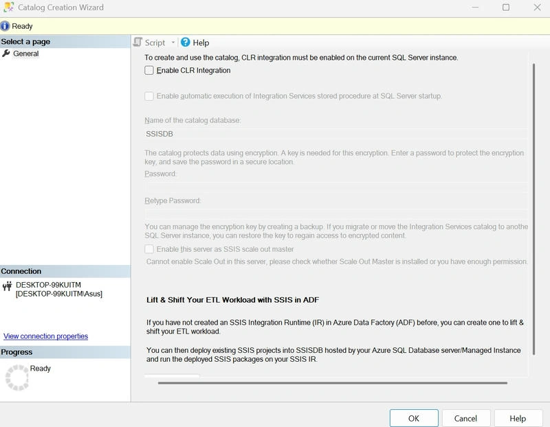 Catalog creation wizard