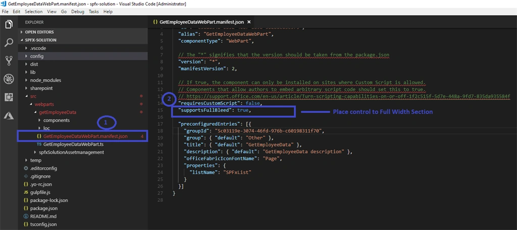 Full Width Column SPFX Control