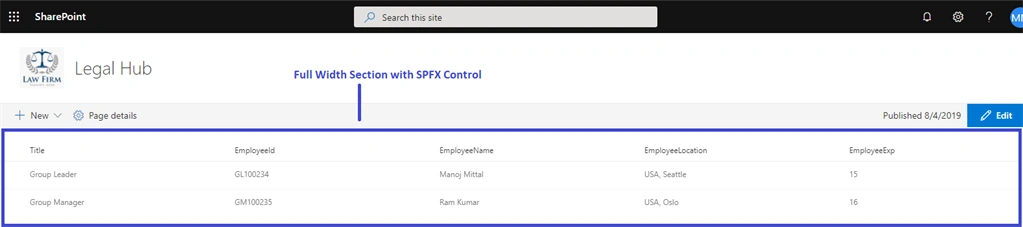 Full Width Column SPFX Control