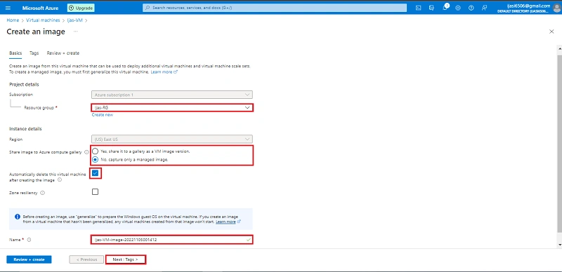 Generalize Virtual Machines and Create Image VMs in Azure Portal