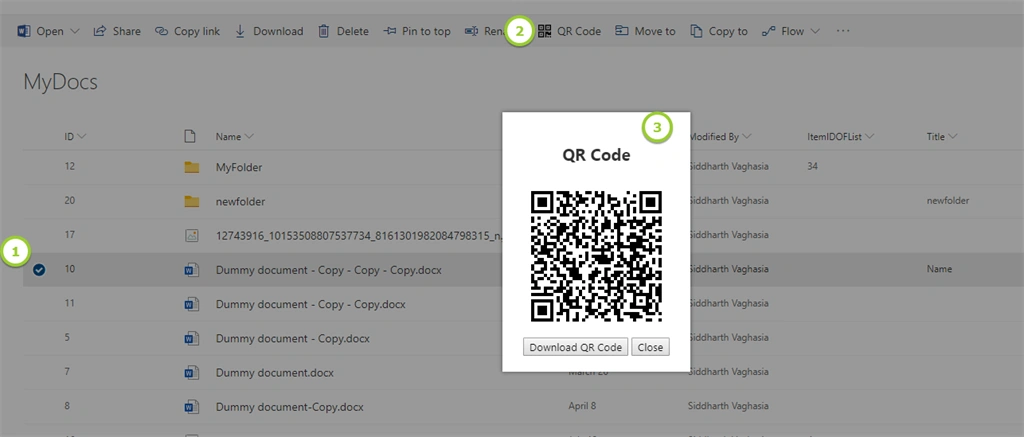 SPFx Application Customizer To Generate Document QR Code Using Command Sets