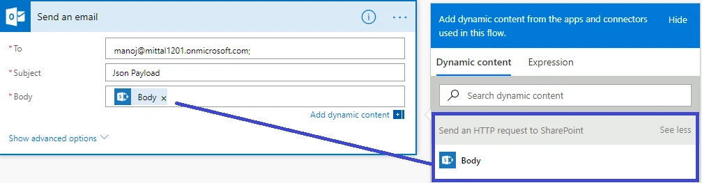 Generate JSON Payload Using MS Flow