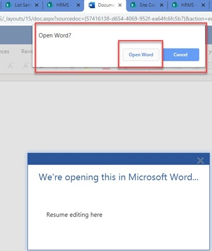 Open Word button