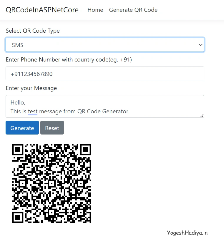 Generate QR Code in ASP.Net Core MVC